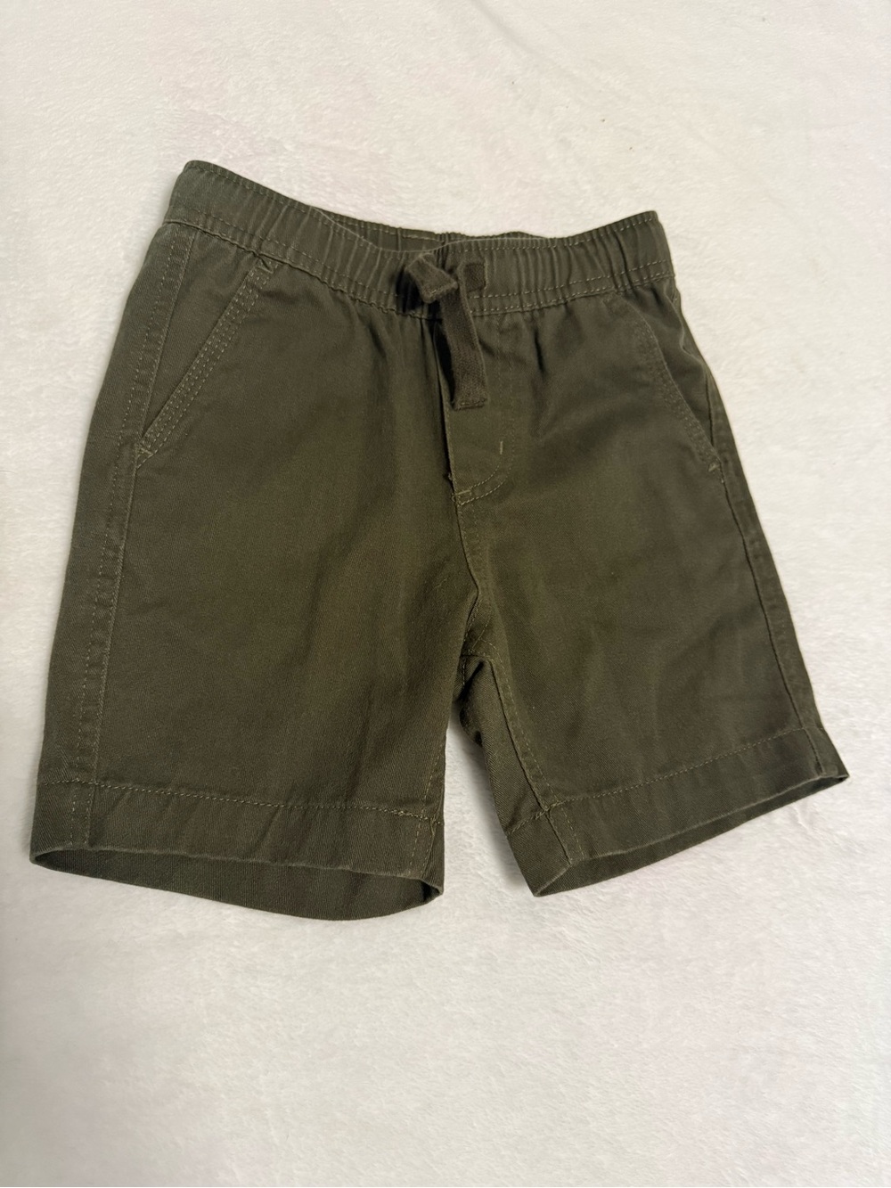 Nautica Boys Size 5 Olive Green Pull On Elastic Waist Chino Shorts Drawstring
